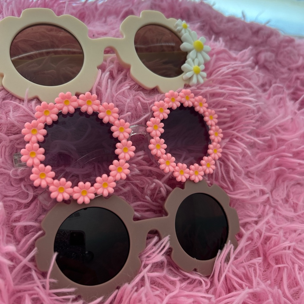 Floral Kids Sunglasses Set - Pink and Cream
